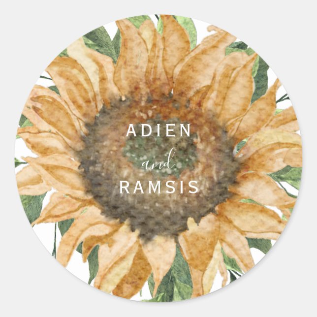 Boho Sunflower Rustic Wildflower Wedding Sticker (Front)