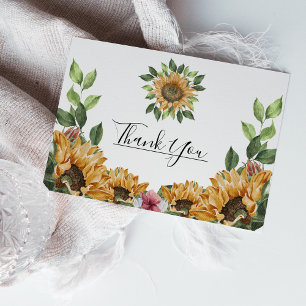 Boho Sunflower Rustic Wildflower Wedding Thank You Postcard