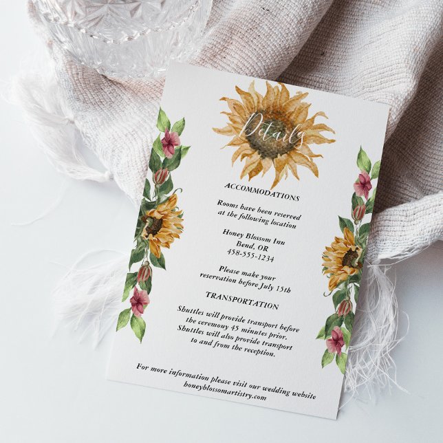 Boho Sunflower Wedding Details Enclosure Card (Creator Uploaded)