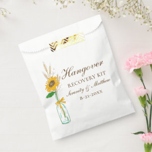 Boho Sunflower Yellow Floral Wedding Hangover Kit Favour Bag