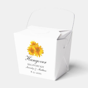 Boho Sunflower Yellow Floral Wedding Hangover Kit Favour Box