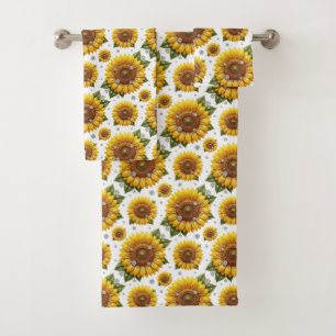 Boho Sunflowers and Diamonds Towel Set