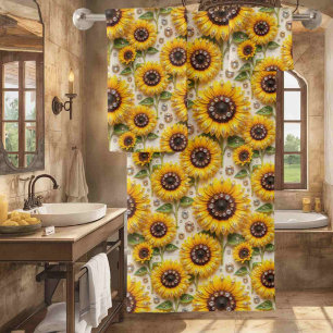 Boho Sunflowers and Diamonds Towel Set