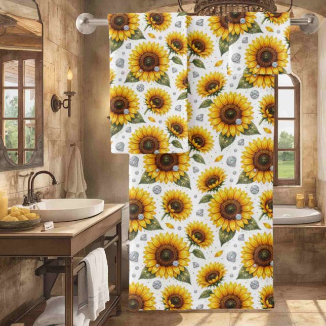Boho Sunflowers and Diamonds Towel Set (Creator Uploaded)
