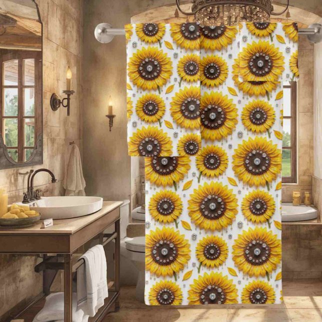 Boho Sunflowers and Diamonds Towel Set (Creator Uploaded)
