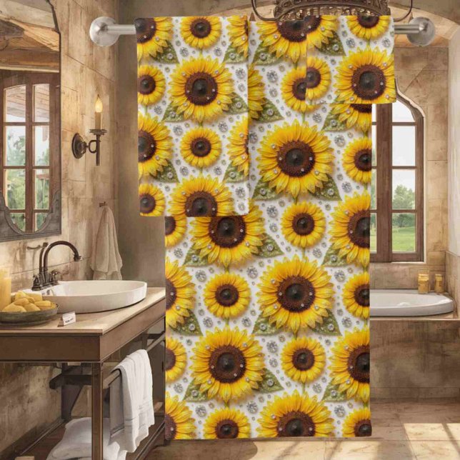 Boho Sunflowers and Diamonds Towel Set (Creator Uploaded)