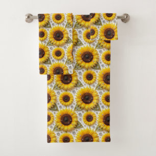 Boho Sunflowers and Diamonds Towel Set