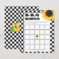 Boho Sunflowers | BW Checks Baby Shower Bingo Invi