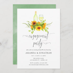 Boho Sunflowers Engagement Party Wine Tasting Invitation