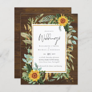 Boho Sunflowers Greenery Watercolor Wedding BUDGET