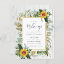 Boho Sunflowers Greenery Watercolor Wedding BUDGET