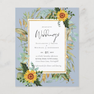 Boho Sunflowers Greenery Watercolor Wedding BUDGET Flyer