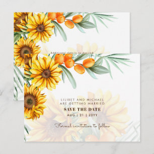 Boho Sunflowers Rustic Wedding SAVE DATES Postcard