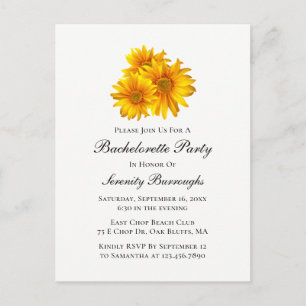 Boho Sunflowers Yellow Floral Bachelorette Party Invitation Postcard