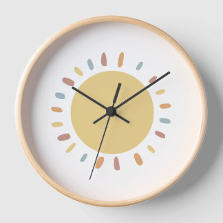 Boho Sunny Day Modern Minimalist Nursery Wall Clock