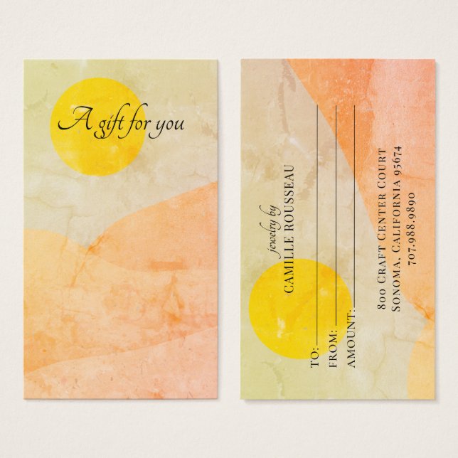 Boho Sunrise Desert Abstract Gift Card (Front & Back)