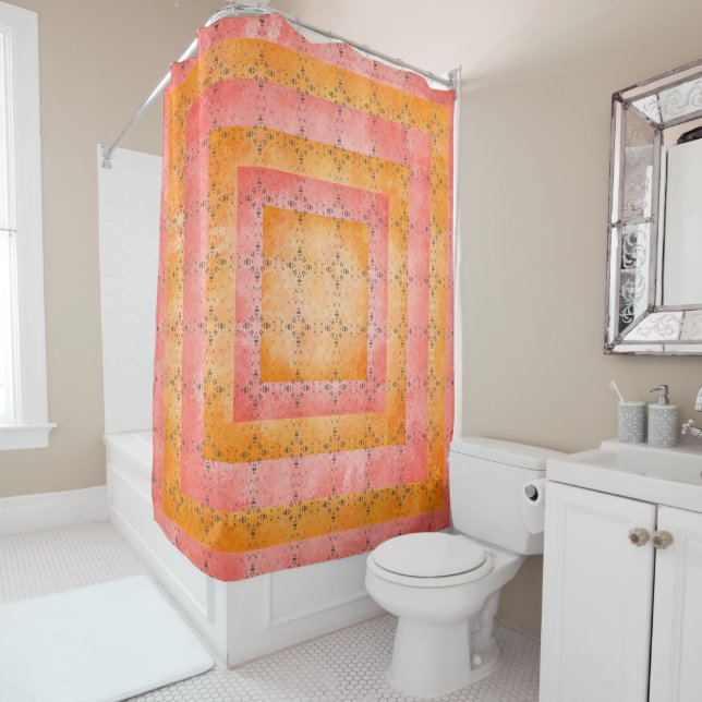 Boho Sunrise Pattern Shower Curtain (In Situ)