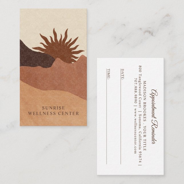 Boho Sunrise Wellness Centre Spa Appointment And Business Card (Front/Back)