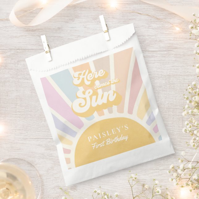 Boho Sunshine 1st Trip Around The Sun Birthday Favour Bag (Clipped)