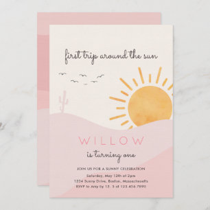 Boho Sunshine 1st Trip around The Sun Birthday Invitation