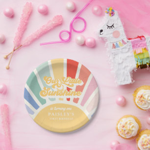 Boho Sunshine 1st Trip Around The Sun Birthday Paper Plate