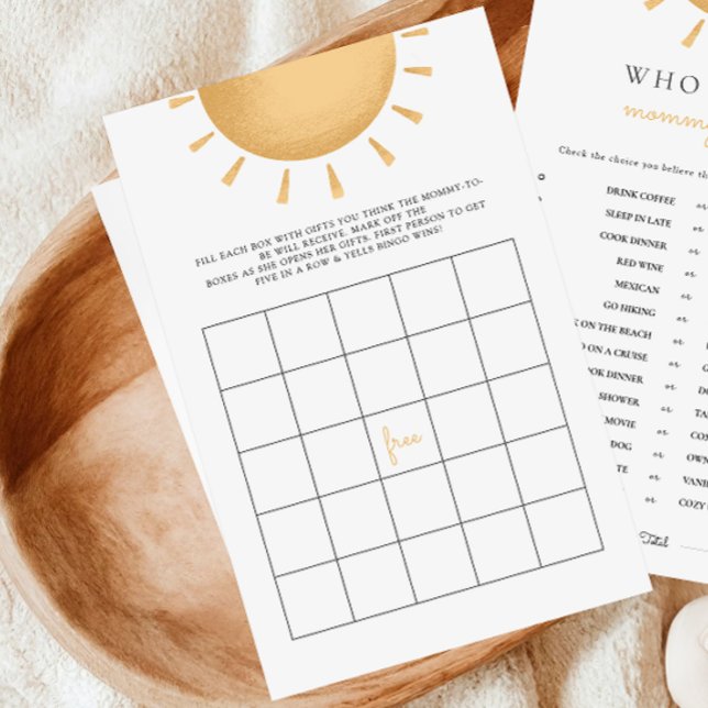 Boho Sunshine Baby Shower Bingo Activity Games (Creator Uploaded)