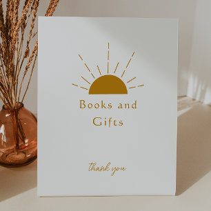 Boho Sunshine Baby Shower Books and Gifts Pedestal Sign