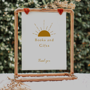 Boho Sunshine Baby Shower Books and Gifts Sign