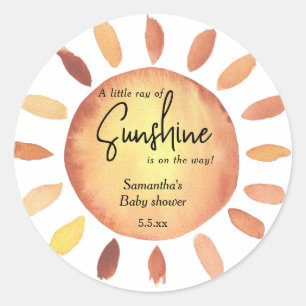 Boho Sunshine baby shower Classic Round Sticker