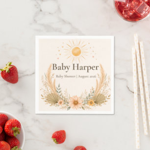 Boho Sunshine Baby Shower Cocktail Napkins