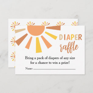 Boho Sunshine Baby Shower Diaper raffle  Thank You Card