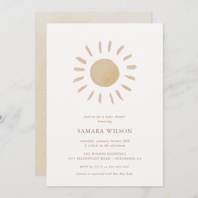 Boho Sunshine Baby Shower Invitation (Front/Back)
