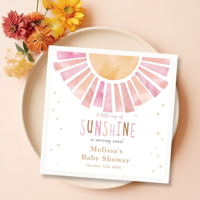Boho Sunshine Baby Shower Party Napkins (Creator Uploaded)
