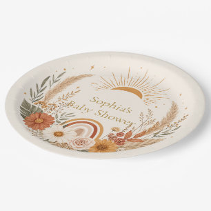 Boho Sunshine Baby Shower Plates Earthy Sunny
