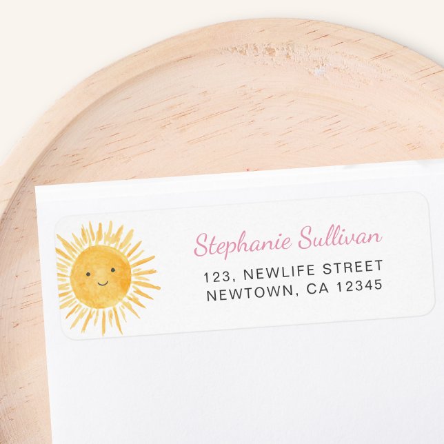 Boho Sunshine Baby Shower Return Address Label (Creator Uploaded)