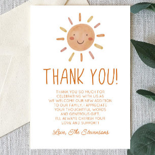 Boho Sunshine Baby Shower Thank You Card
