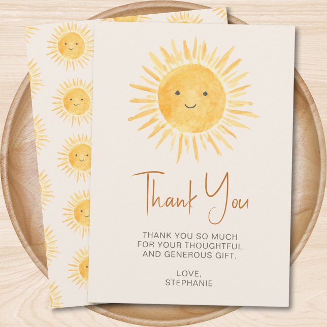 Boho Sunshine Baby Shower Thank You Card (Creator Uploaded)
