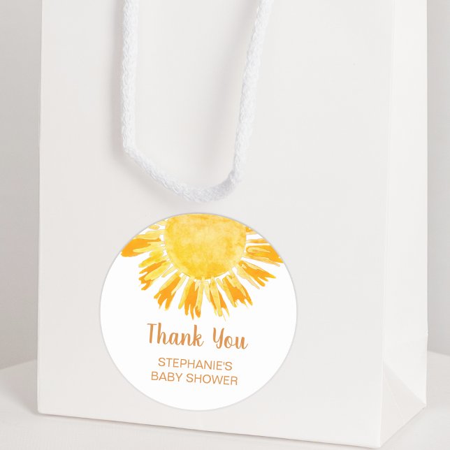 Boho Sunshine Baby Shower Thank You Classic Round Sticker (Creator Uploaded)
