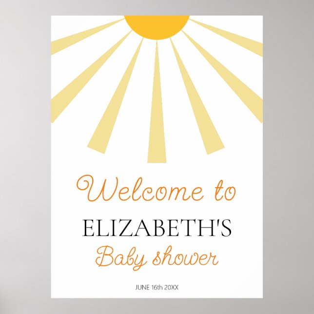 Boho Sunshine Baby Shower Welcome Sign (Front)