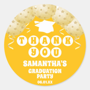 Boho Sunshine Balloons Graduation Favour Thank You Classic Round Sticker