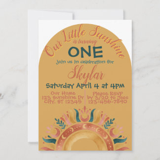 Boho Sunshine birthday  Invitation