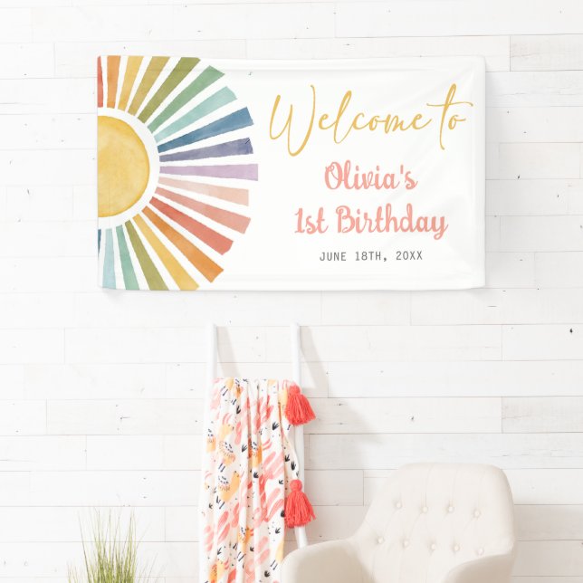 Boho Sunshine Birthday Party Banner (Insitu)