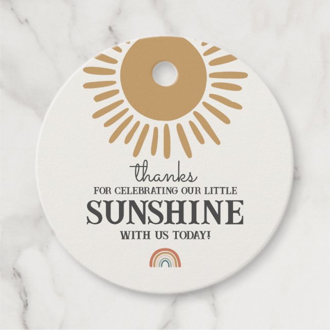 boho sunshine birthday rainbow favour tag (Front)