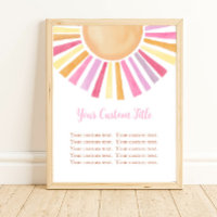 Boho sunshine custom sign sun pink yellow orange