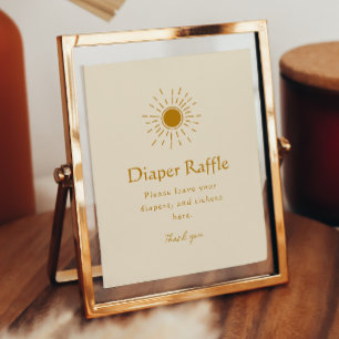 Boho Sunshine Diaper Raffle Baby Shower Sign