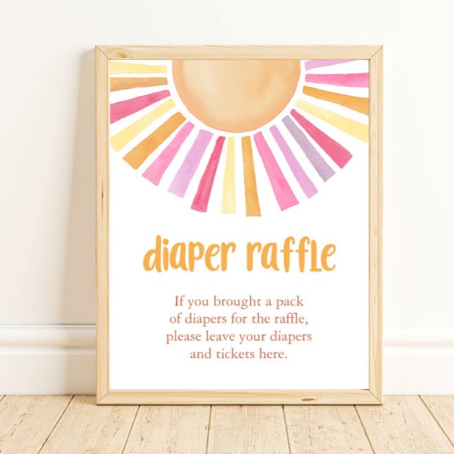 Boho sunshine Diaper Raffle girl baby shower sign (Creator Uploaded)