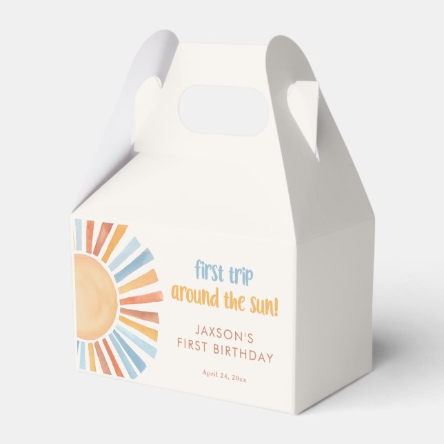 Boho Sunshine First trip around the sun birthday Favour Box (Front Side)