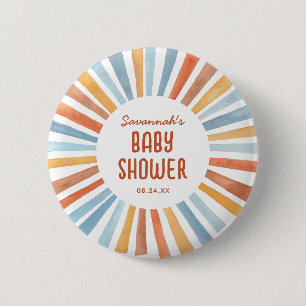 Boho Sunshine Gender Neutral Baby Shower 6 Cm Round Badge