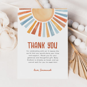 Boho Sunshine Gender Neutral Baby Shower Thank You Card
