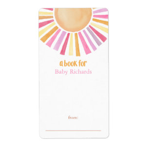 Boho sunshine girl baby shower book tags stickers